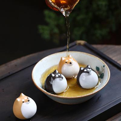 Dog Tea Pet Crafts Kungfu Sculpture for Tea Lovers Color-Changing Tea Tray Decor