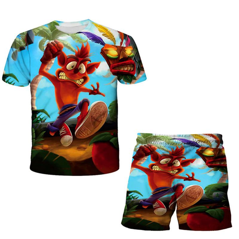 

Модные мобильные футболки Ccrash Bandicoot, комплекты одежды для маленьких мальчиков и девочек, комплект детской одежды, детский спортивный свитер, штаны, костюмы из 2 предметов 100