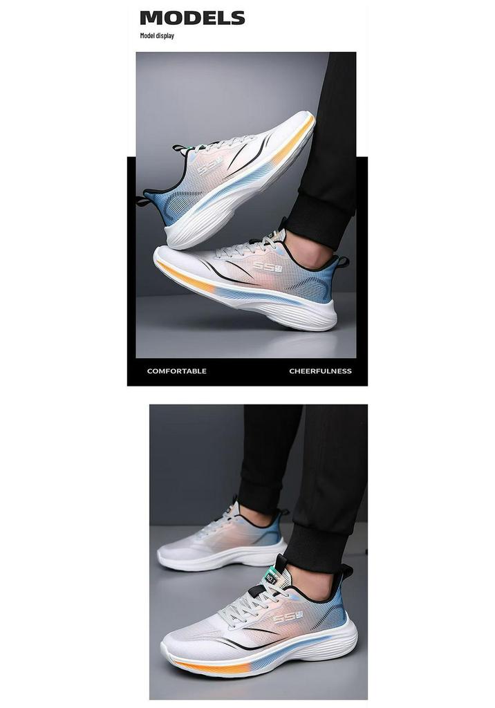 Men's Ultra-Light Breathable Running Shoes - Ice Silk Mesh, Shock Absorbing EVA, Lace-Up Summer Sports Sneakers
