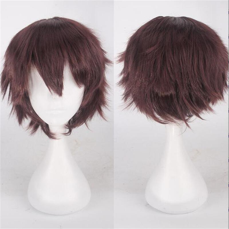 30 cm kurze, glatte Cosplay-Perücke, hochgeklappt, zottelig, flauschig, geschichtet, hitzebeständig, Kunsthaar, Anime-Cosplay-Perücken + Perückenkappe