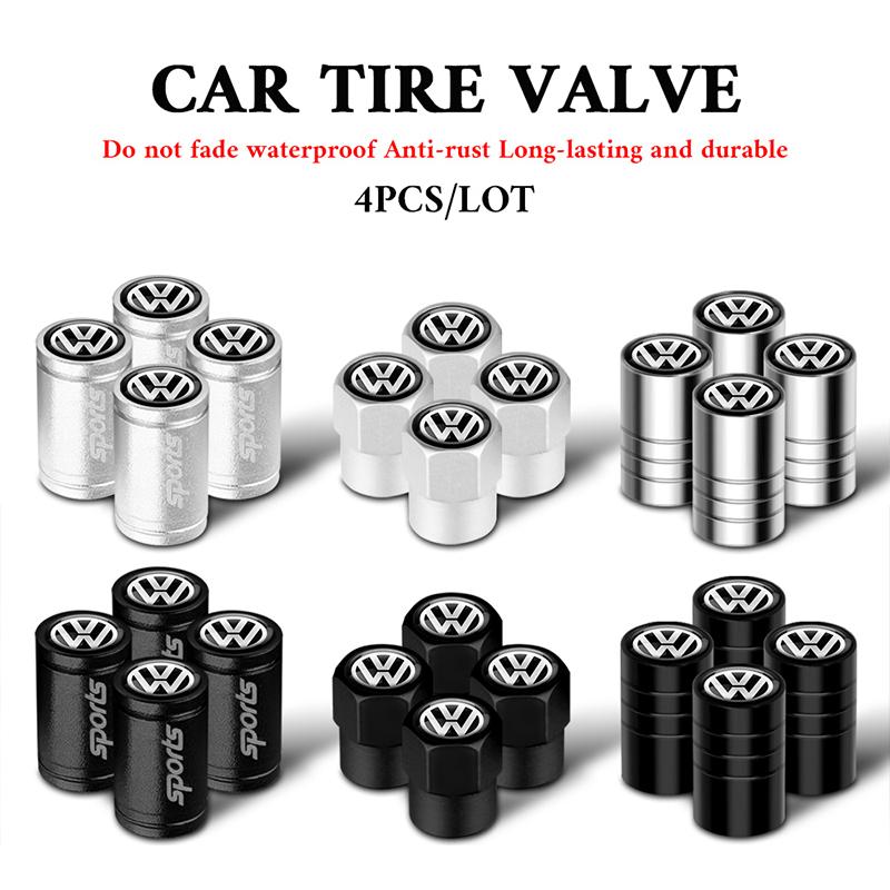 4Pcs Car Wheel Tire Valve Caps Tyre Stem Cover Bolt-In Accessories For Volkswagen VW Passat Jetta Rline GTI R Golf 5 Polo Tiguan