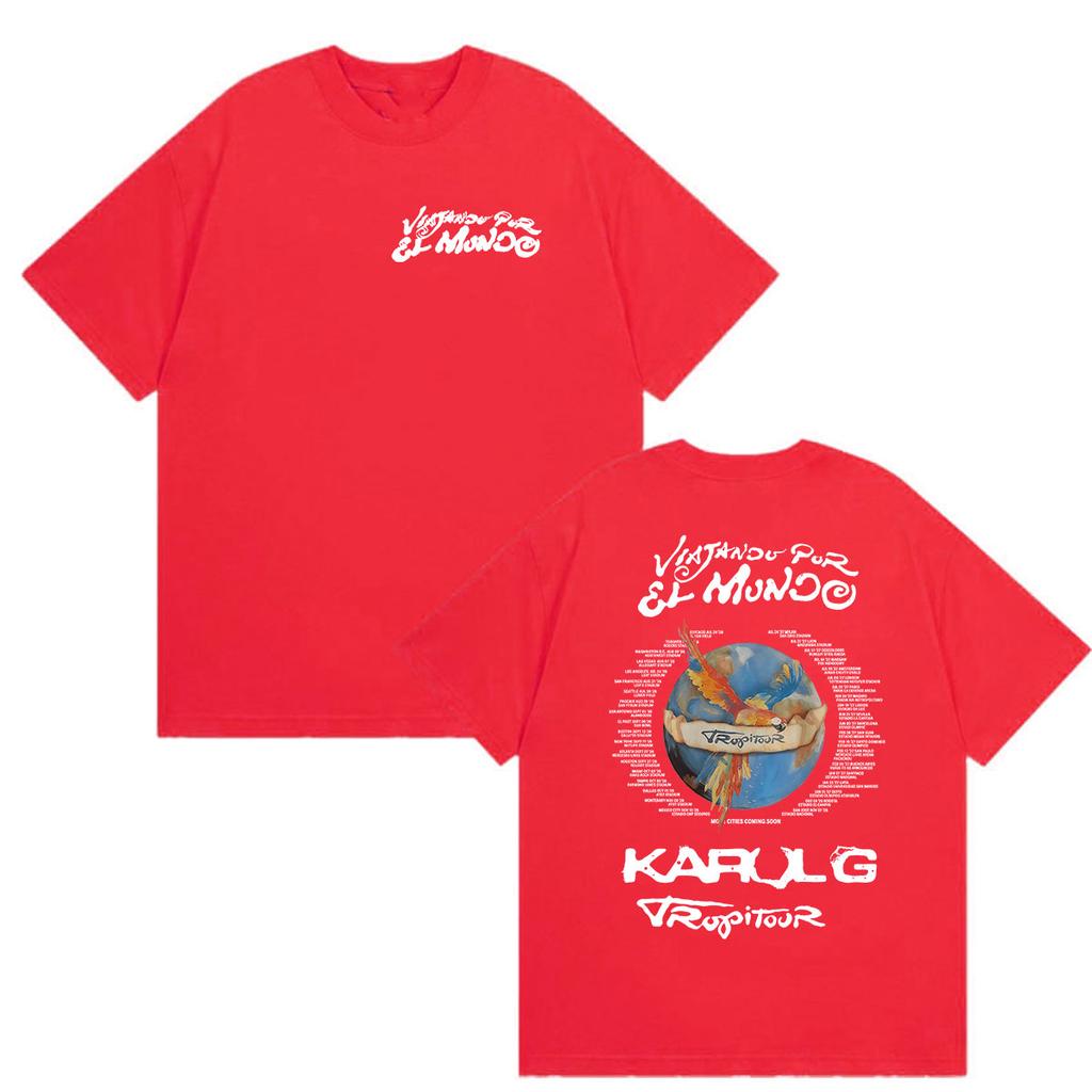 Karol G Viajando Por El Mundo Tropitour 2026 Graphic T Shirts Unisex Women Pop Music Fashion Cotton Short Sleeve T-shirt Streetwear