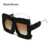 UV400 Ladies Shades Square Frame Soft Fur Ladies Sexy Shades Plush Sunglasses Punk Sun Glasses