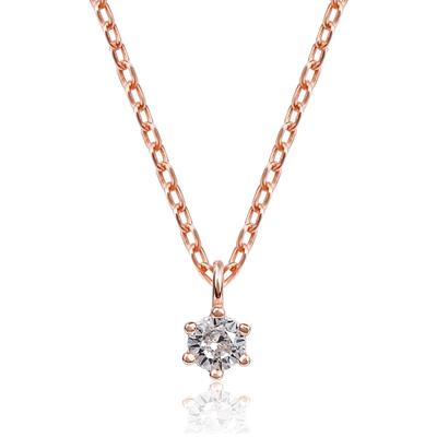 Necklace for Single 925 Pink Gold Warranty [BmoonNotte] Women, Stone, Zirconia, Hypoallergenic, Silver, 14K, Delicate, Simple, [30-day Manufacturer's