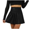 Women's Solid Color Skirt High Waist Leather Short Sexy Nightclub Style Pleated Skirt
