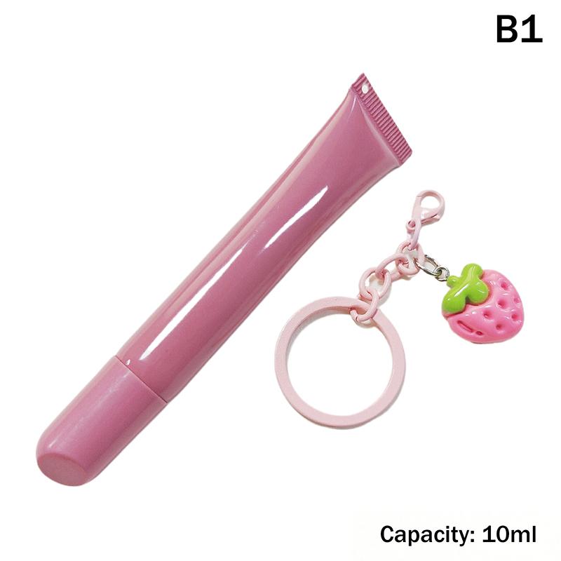 10/15Ml Empty Lipstick Tube With Keychain Pendant Squeeze Sub-Bottling Refillable Liquid Container Bottle Lipgloss Sample Bottle
