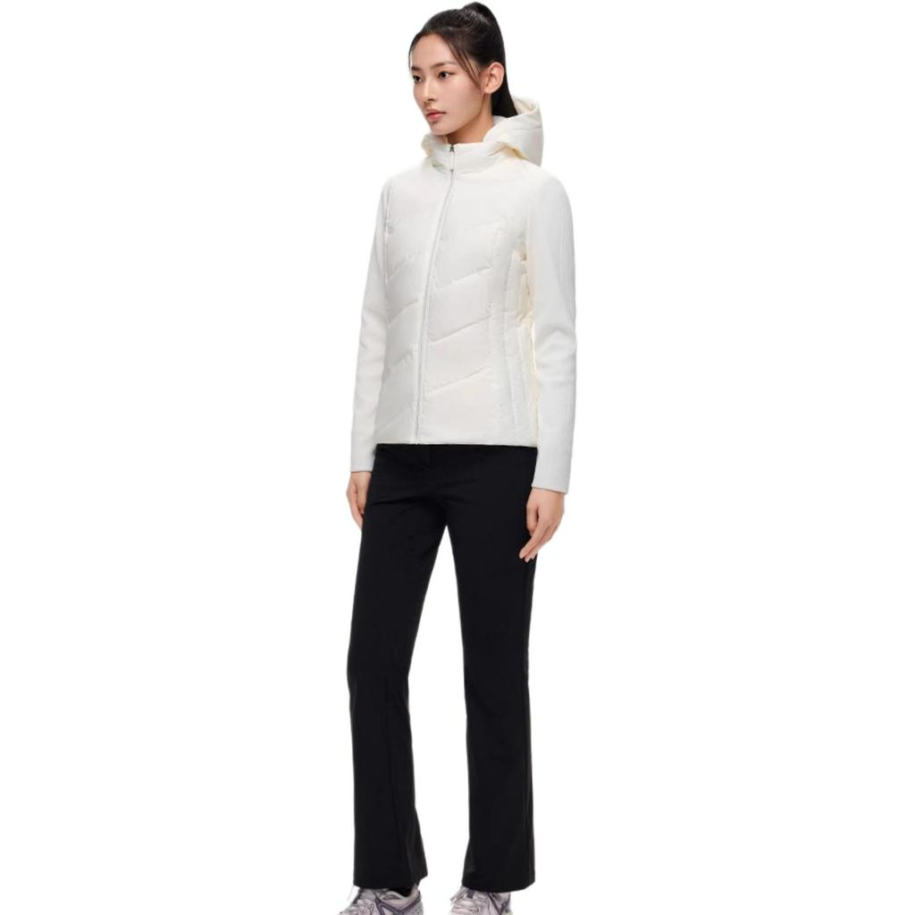 Anta Série Champion para Todas as Estações Cor Sólida com Capuz e Zíper Confortável Respirável Lã Quente Versátil Jaqueta de Penas Feminina Outerwear 162510616-1