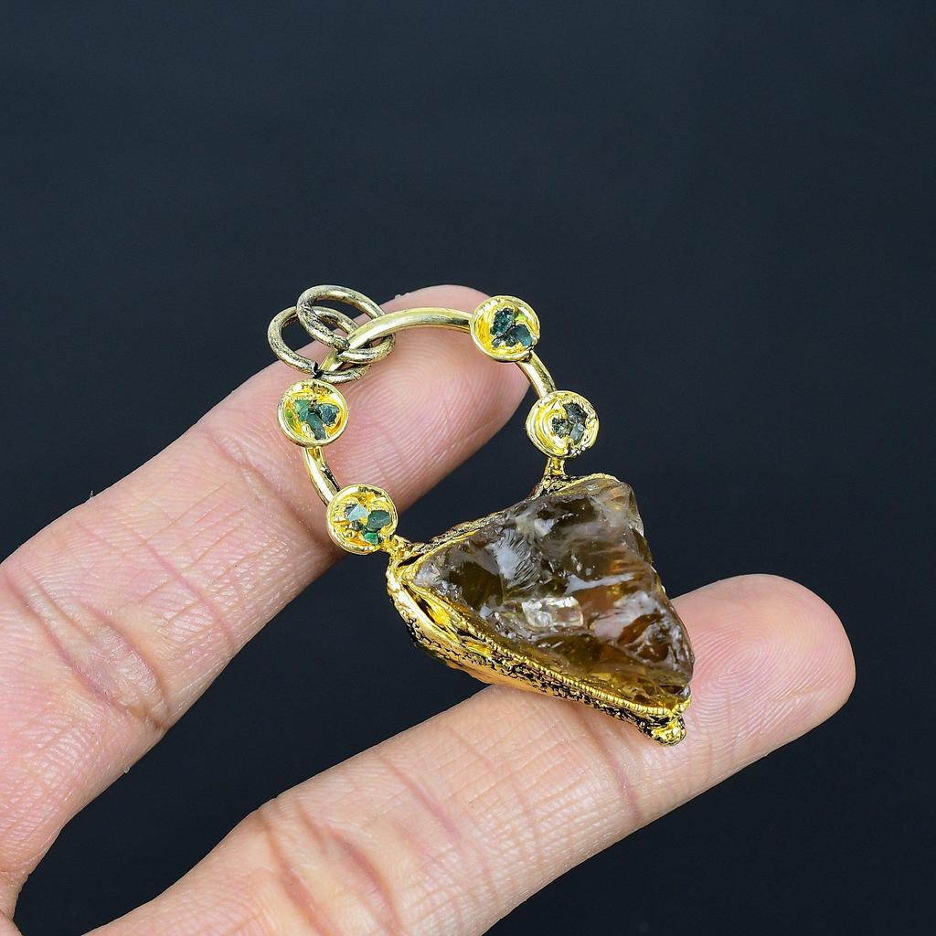 Citrine Pendant, Copper Electroformed Gemstone Jewelry, Handmade Pendant, For Thanksgiving