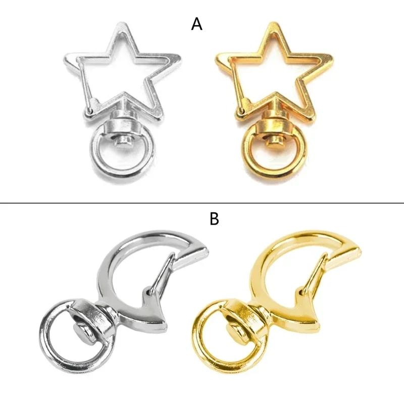 Set of 10 Metal Lobster Claw Clasps Star keyring /Moon Hook Lanyard Clip DIY Supplies Jewelry Making Keychain