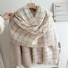 Super soft imitation cashmere checkered women's winter soft new scarf short beard warm simple versatile thickened shawl