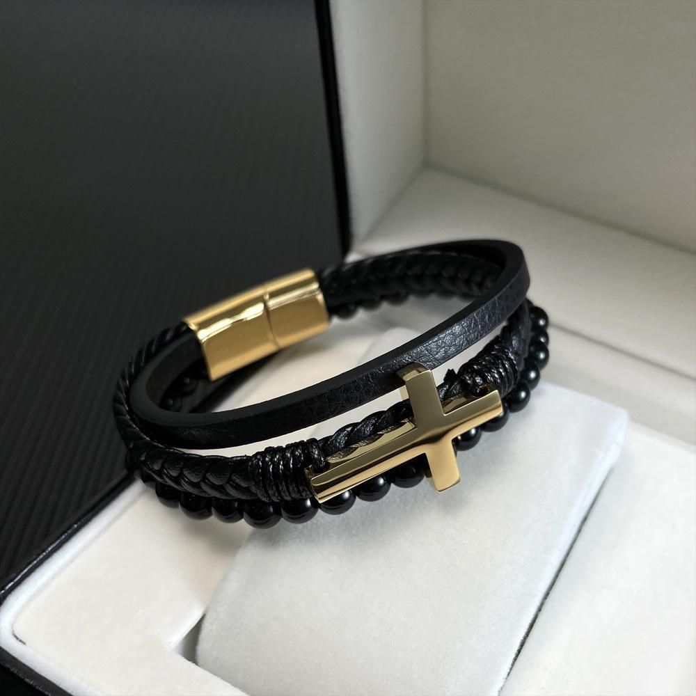 Fashion Personality Handwoven Accessories Bracelets Street Trend Vintage Cross Bracelets Men's Jewelry