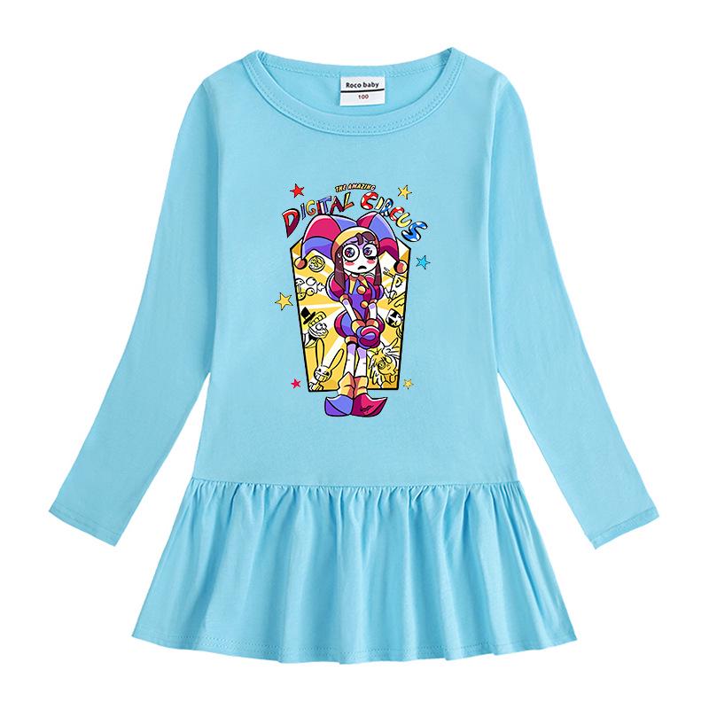 Korean Style Girls' Cartoon Long Sleeve Mesh Princess Dress for Spring & Autumn 2026