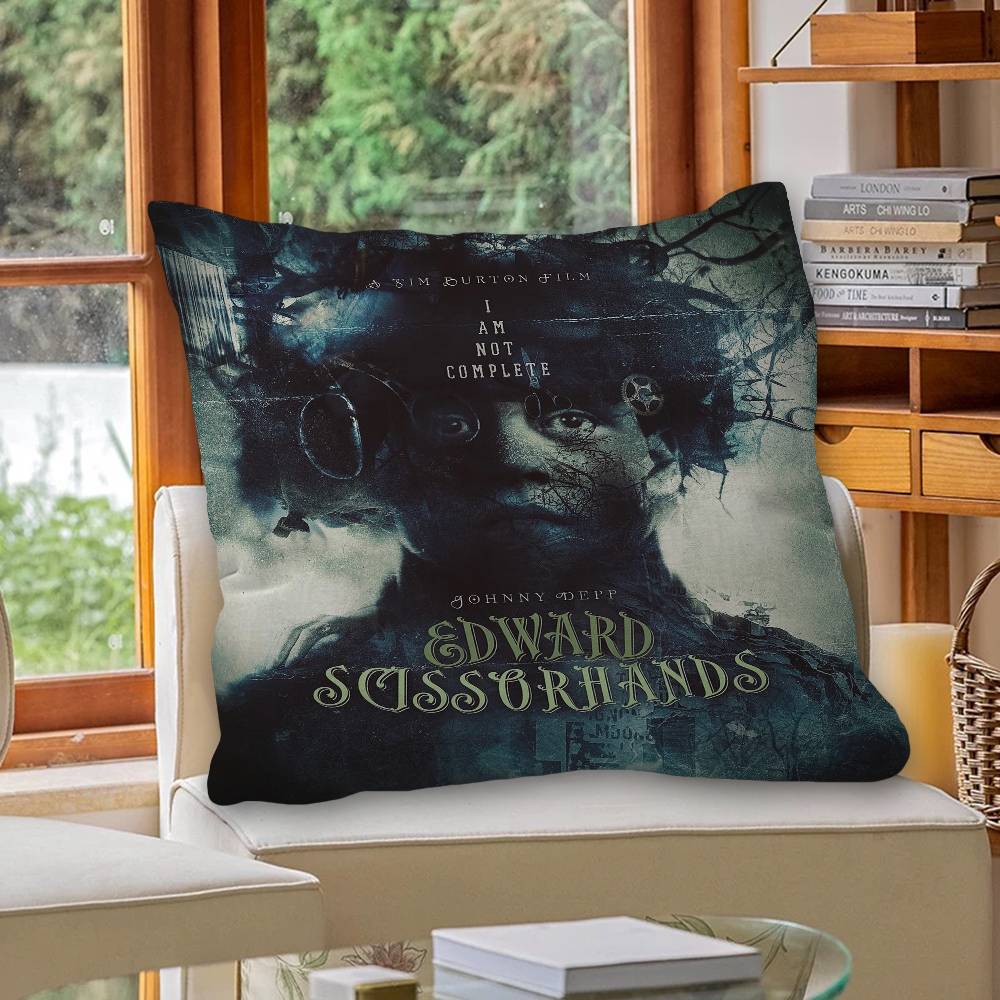 Movie E-Edward S-Scissorhands Cushion Cover Car Throw Pillow Case For Sofa Car Christmas Gift 40X40Cm 45X45Cm