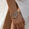 Elegant Heart Leather Wrap Bracelets Stackable Bohomian Cuff Bangles Fashion Rhinestones Bracelets for Women and Girls