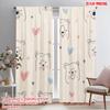 2pcs,2D Plane Printing Curtain Popular Smiling Bears and Hearts Versatile 100% Polyester (without Rod) Decorations Inside