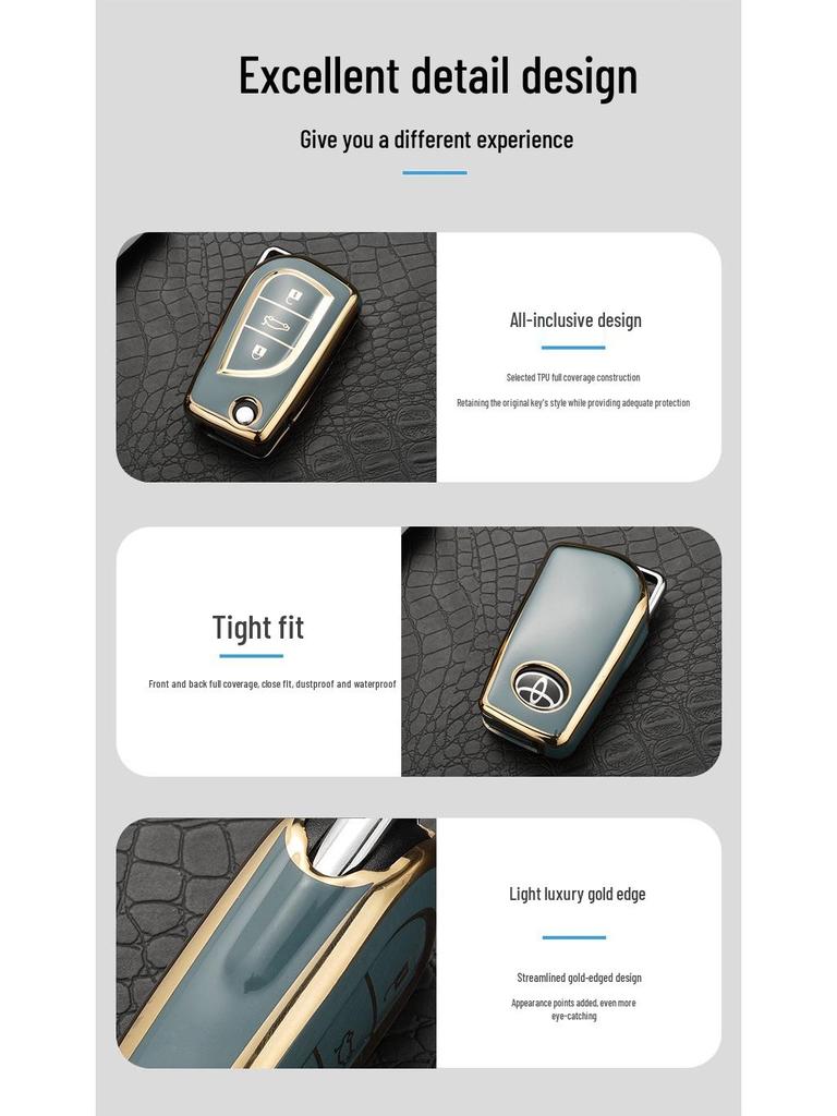 Toyota Key Case for RAV4, Camry, Levin, Corolla, Highlander, Crown - High-End Shell and Buckle