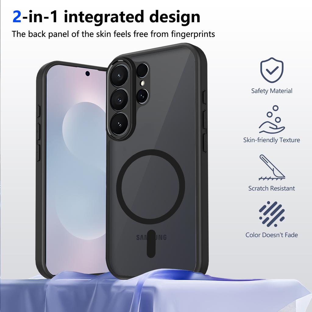 For Samsung Galaxy S26 Ultra Magnetic Case Skin Touch Matte PC + TPU Anti-Drop Phone Cover