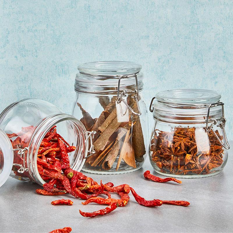 Sealed Glass Jars with Clip Lids, Honey Bottles, Snack Jars, Grain Storage Jars, Candy Jars, Stainless Steel Snap Seal Jars