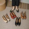 Ladies Shoes New Metal Square Head Single Shoes Women's Genuine Leather Flat Shoes Zapatos Mujer
