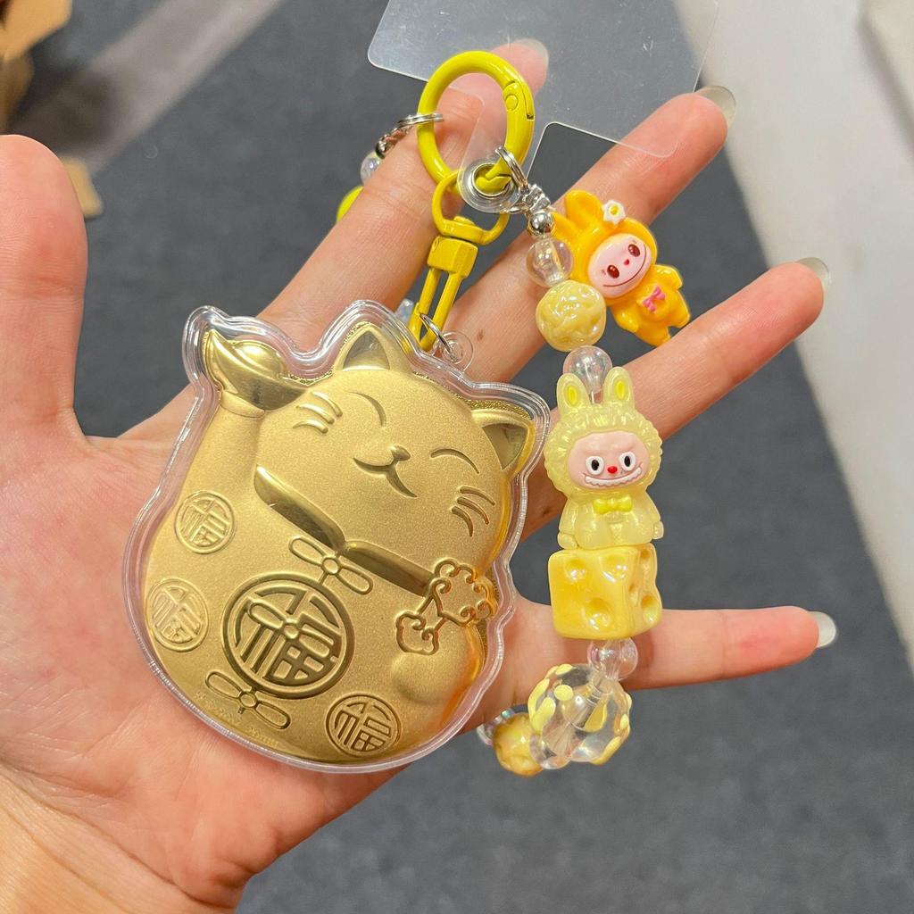 Lucky Cat Phone Charm Keychain: Cute Cartoon Bag Pendant Gift for Friends