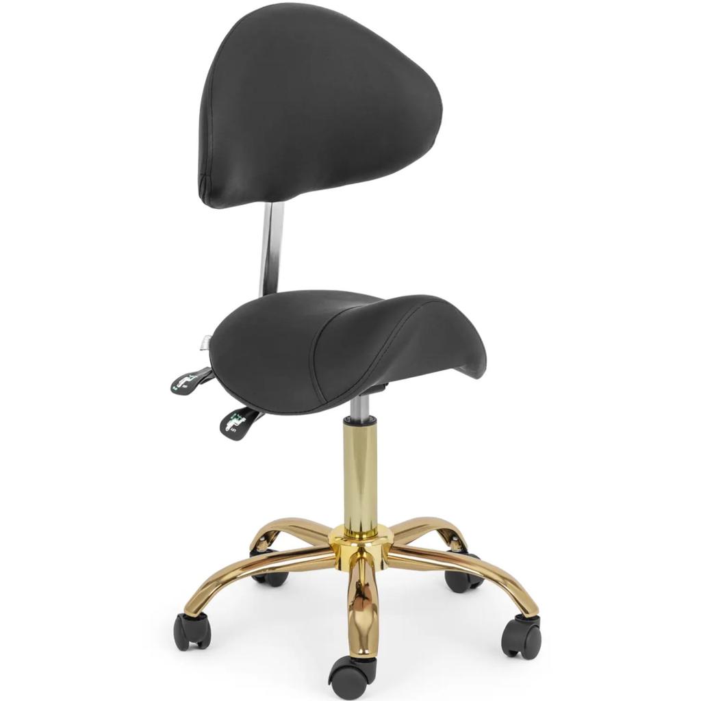 Mannheim Black And Gold Saddle Cosmetic Chair With Adjustable Backrest