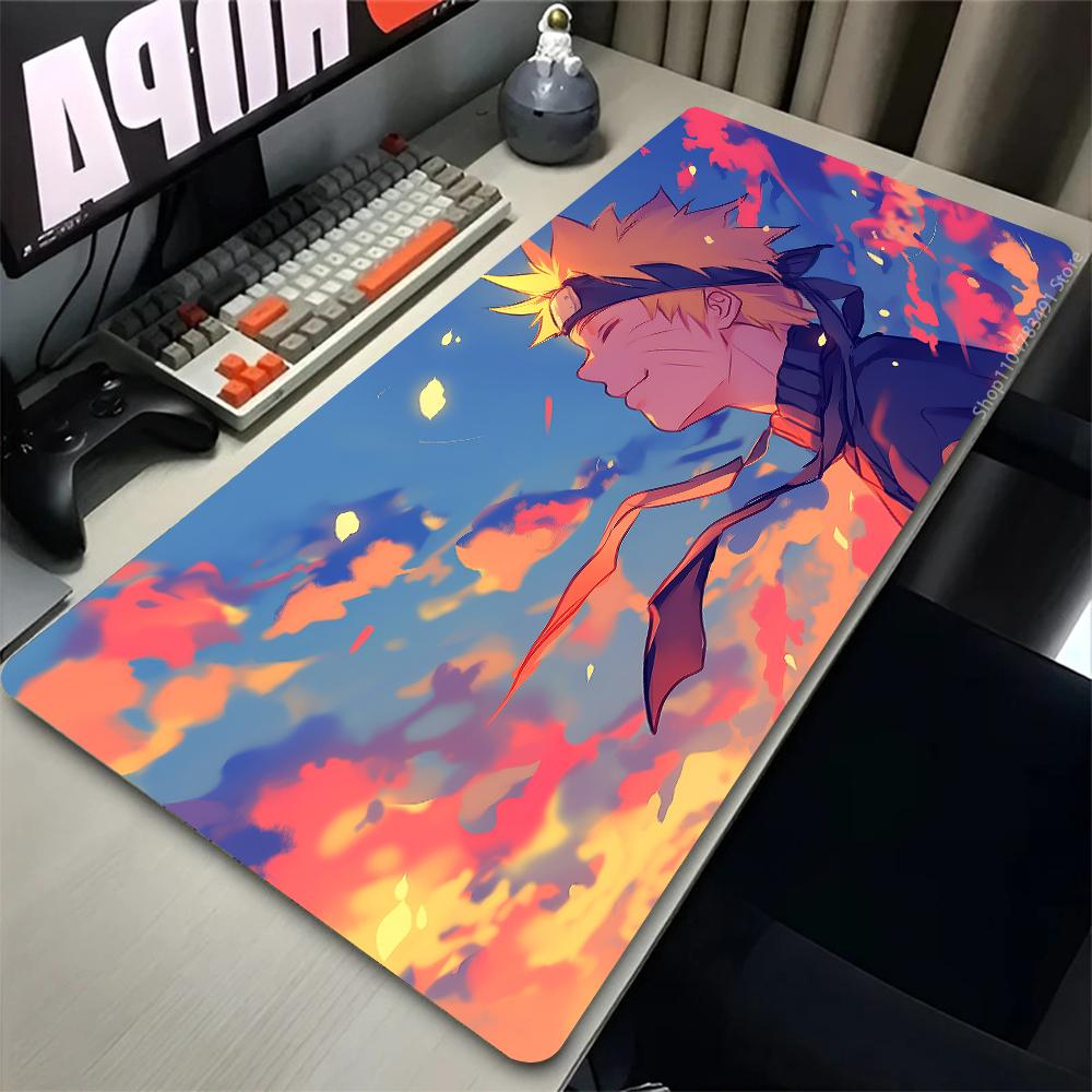 Gaming Mouse Pad PC Black And White Rubber Desk Mouse Mat Japan Anime Naruto Uzumaki Mousepad Laptop Gamer Cabinet Keyboard Pad