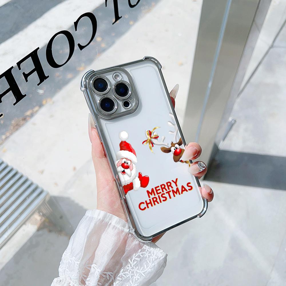 Ae120 Merry Christmas Santa Design Electroplated TPU Phone Cases for Samsung A54 A12 A14 S23 S24 Ultra A55 A15 S20 S21 FE Four Corner Protection Cover