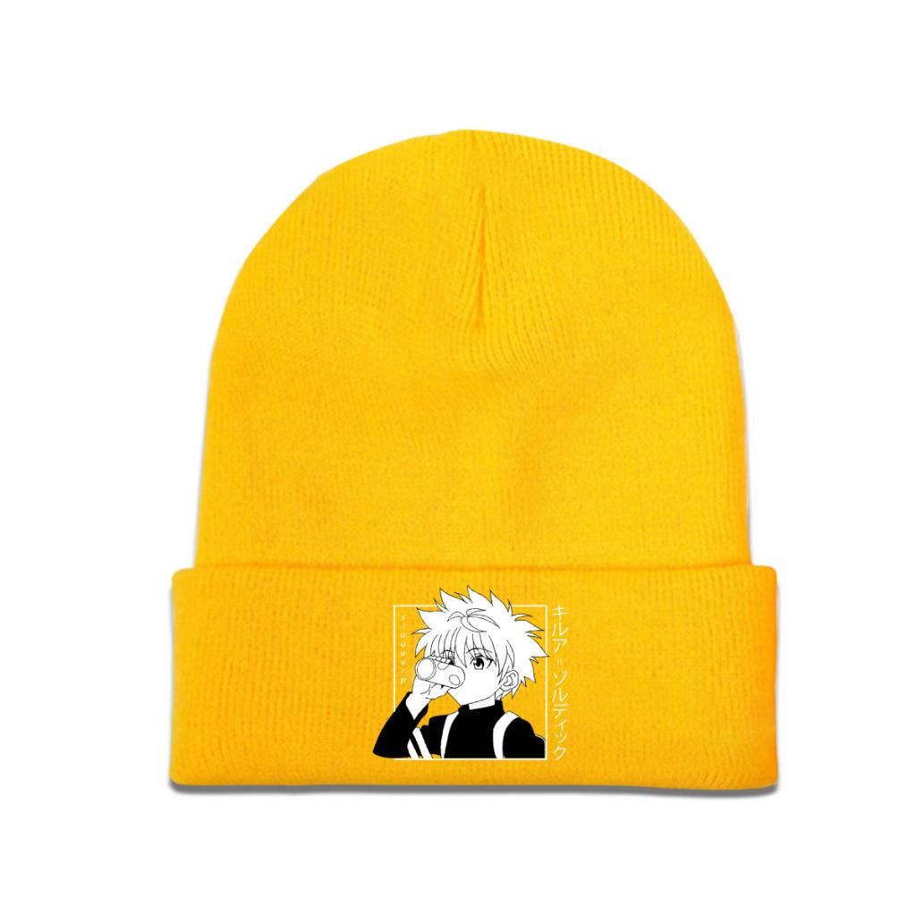 Kawaii Hunter X Hunter Killua Zoldyck Pletená čepice pro ženy Unisex Skullies Čepice Zimní čepice HXH Anime Manga Casual Cap