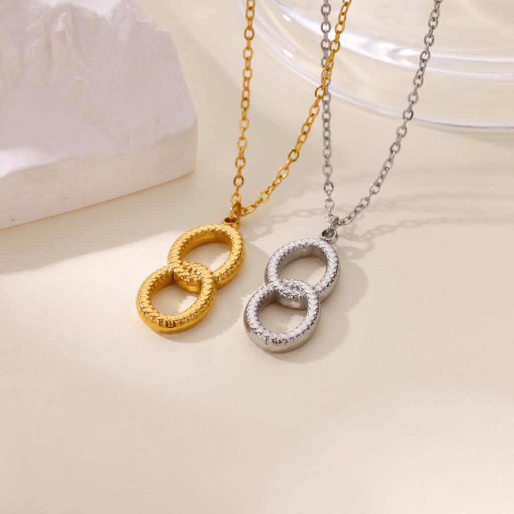 Stainless Steel Circle Necklace For Women Men 18k Gold Plated Geometric Pendant Necklace  Design Brand Jewelry