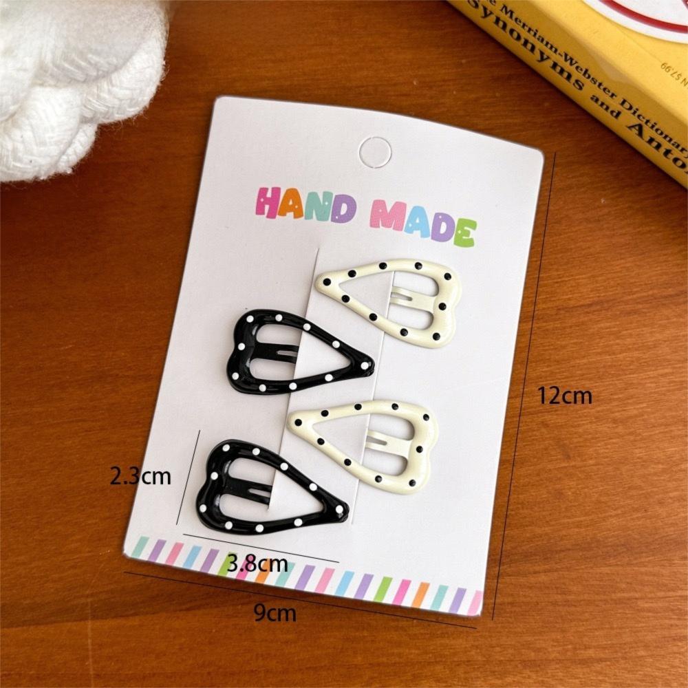 4pcs/set Sweet Headwear Black White Dot Hair Clips Cute Sweet Hairpin Geometric Barrettes Hair Accessories