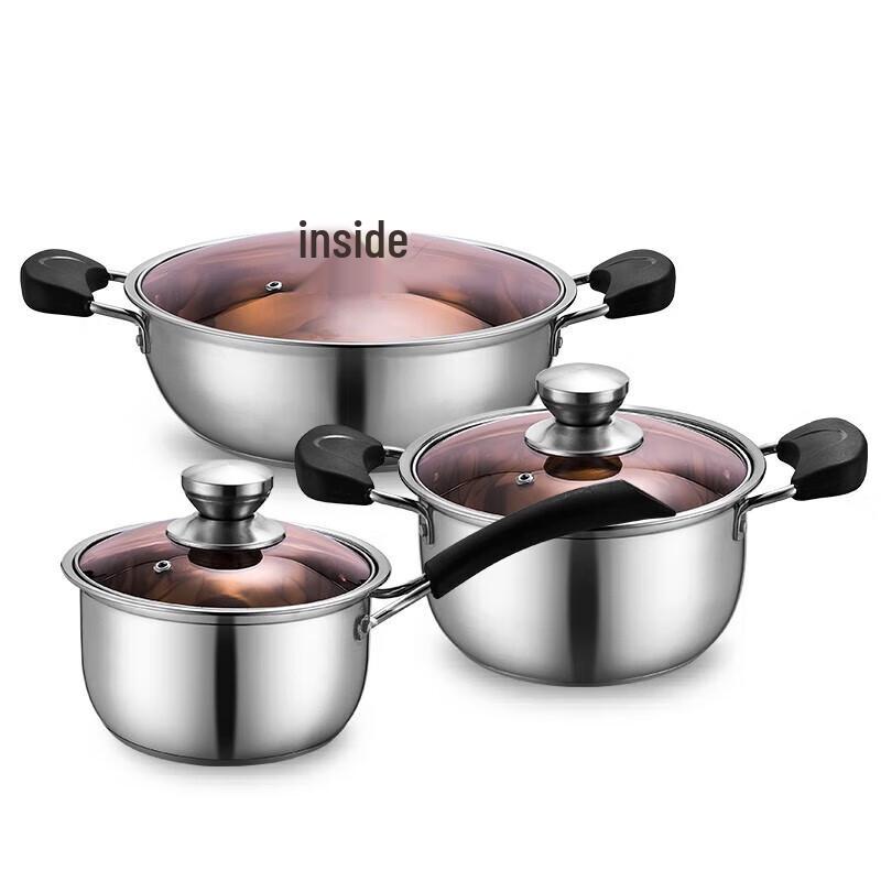 Aodin 3-Piece Korean Style Stainless Steel Pot Set