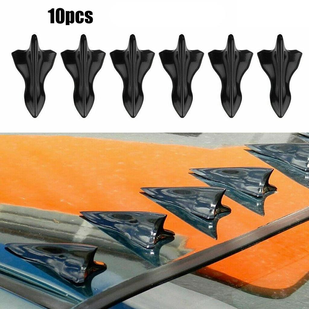 Bumdenuu 10pcs Car Real Roof Shark Fin Spoiler Shark Vortex Generator Roof Spoiler Bumper Tail Generator, Black