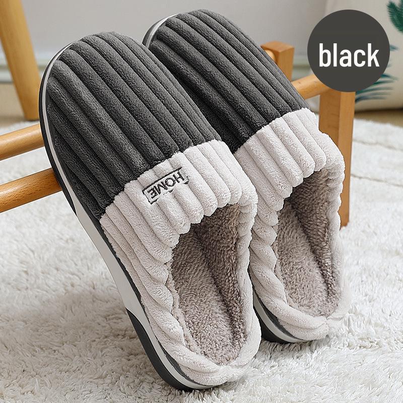 Warm Plush Non-Slip Slippers for Men & Women - Thick Sole Indoor Cotton Footwear for Fall & Winter