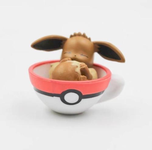 Japanese Gashapon Capsule Toy Pokemon Pikachu in a Teacup Action Figures Pikachu Eevee Poké Ball Model Toys Desktop Decorations