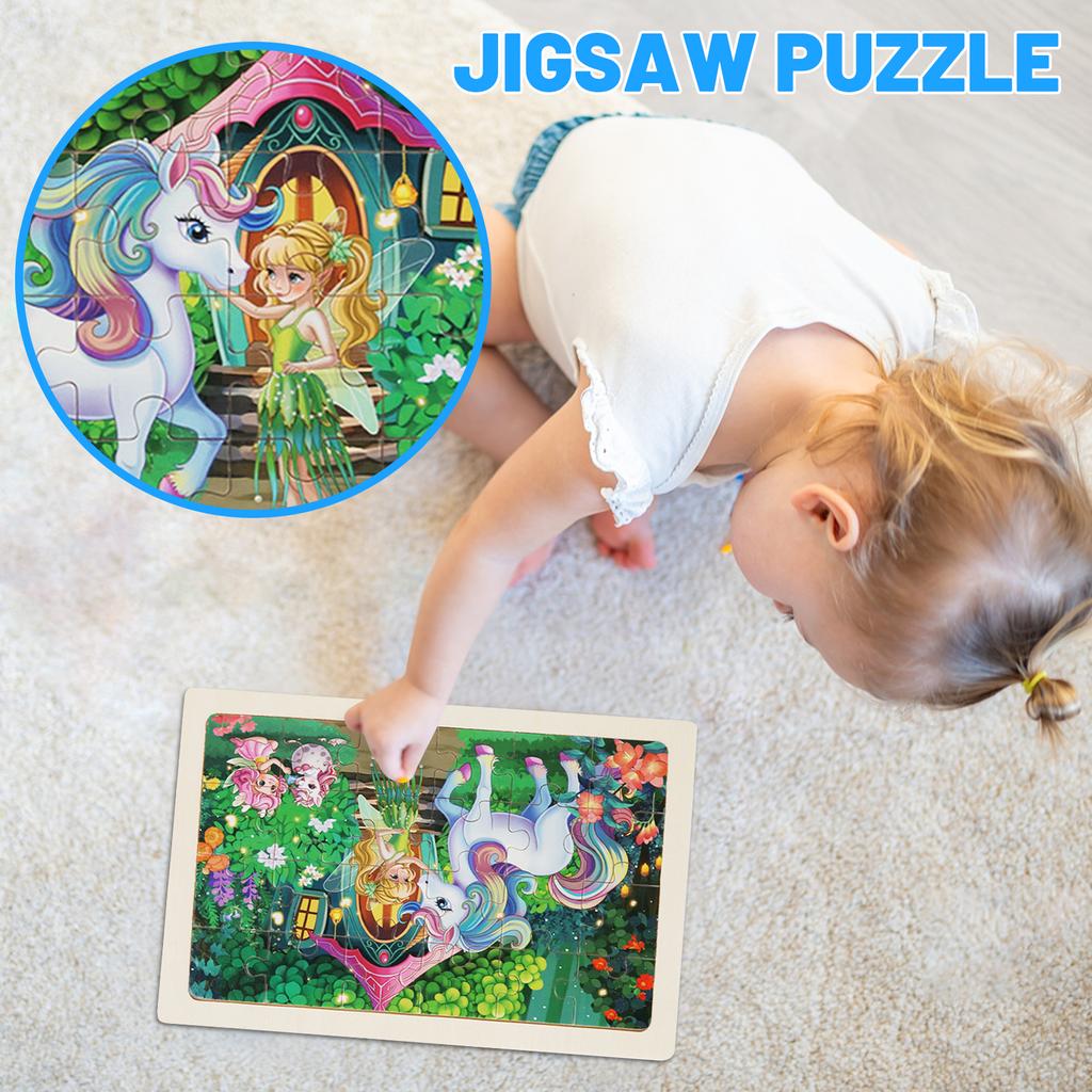 0.5cm Thick 24 Piece Cartoon Wooden Puzzle Puzzle For Children's Early Education And Puzzle Toys