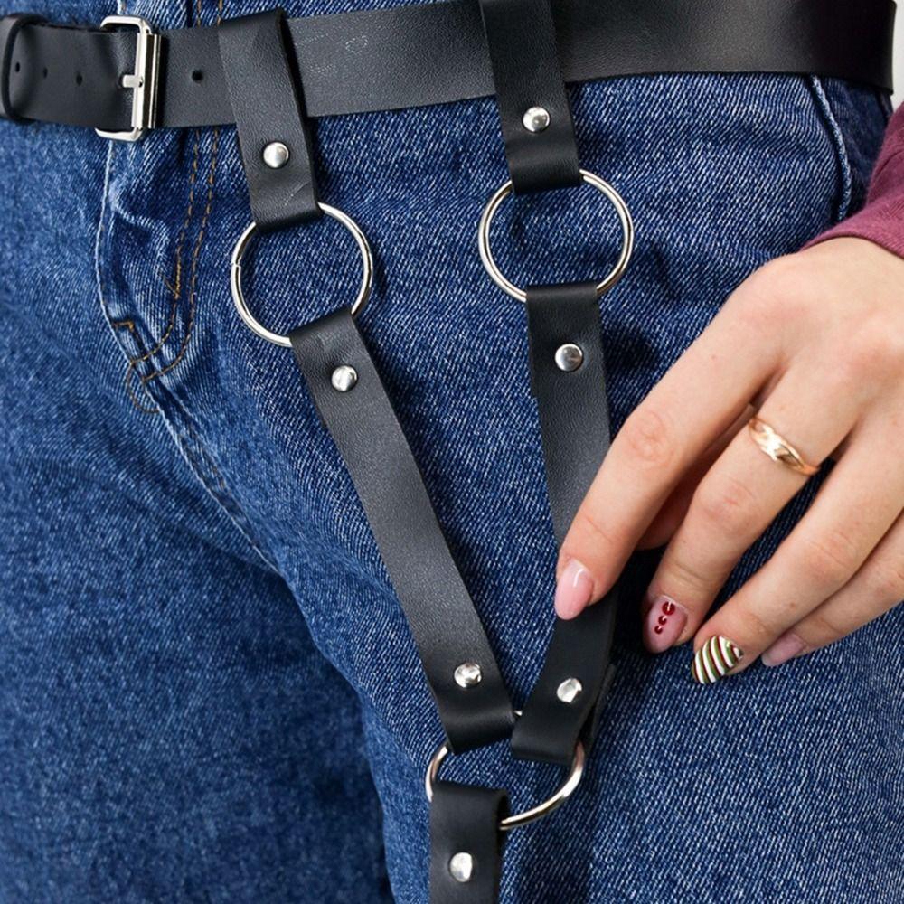 PU Leather Harness Waist Belt Punk Body Harness Belt Punk Hollow Belt for Pants  Waist Accessories