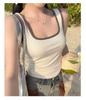 Trendy Square Neck Color Block Camisole with Chest Pads - Summer Hot Item for Inner & Outer Wear