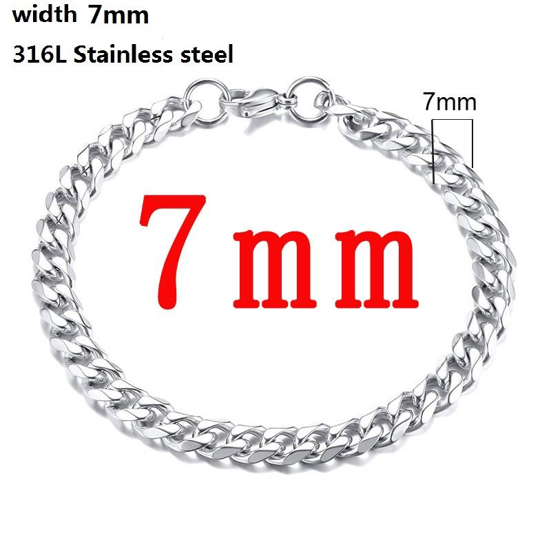 316L Stainless Steel Cuban Chain Bracelet for Men Women Figaro Vintage Metal Viking Kpop Pulseras Emo Cute Luxury Jewelry Gift