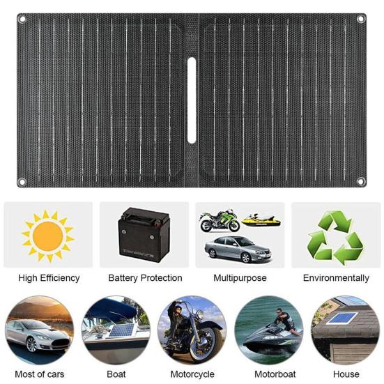 Solar Panel Portable Phone Charger High-Power Output Scratch-Resistant IPX6 Waterproof Foldable Design Solar Panel Charger Power Bank