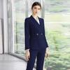 Navy Blue Shawl Collar Women's Slim Fit Business Suit Trousers for Spring and Autumn