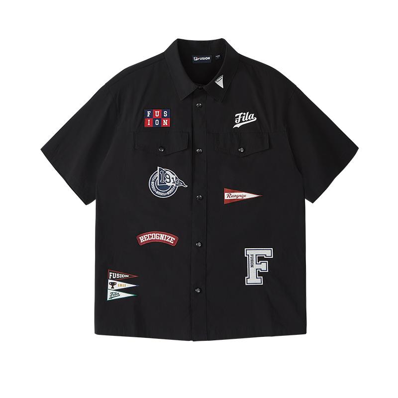 Fila Fusion Shirts Men's Jet Black Lapel Moderate Other T11M432401FBK