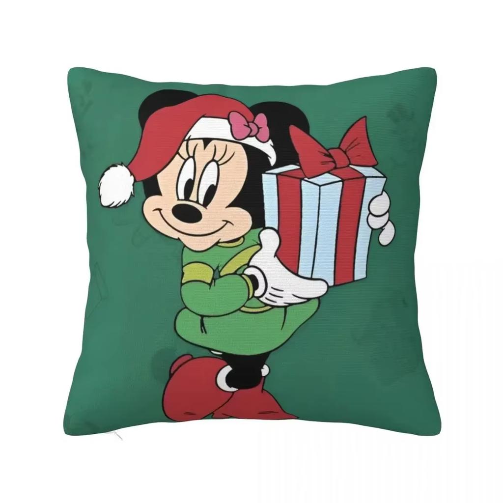 2026 Nové Vánoce Veselý Kreslený Mickey a Minnie Oboustranně Tištěný Čtvercový Povlak na Polštář Ložnice Obývací Pokoj Povlak na Polštář