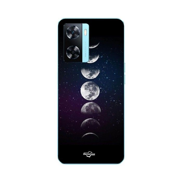 Coque de téléphone - MANIACASE - Oppo A57 4G - Silicone TPU - Noir - Lune Phase Nuit Étoile