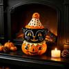 Vassoio a Gradini Decorazione Autunnale Gatto Nero Halloween Statuina Zucca Carina Spaventosa su Resistente Tavolo da Festa Decorazione Statua in Resina per Scaffale di Casa Camino