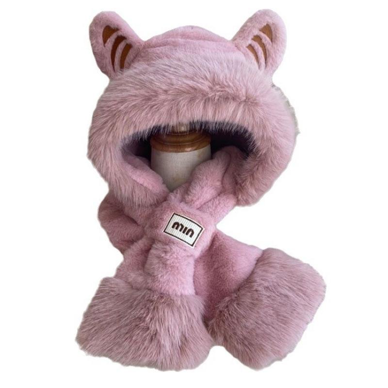 Kleine Tigerohren Mütze Schal integrierte Mütze Damen Winter Koreanische Version niedlich Plüsch warm Ohrenschutz Schal Lei Feng Mütze
