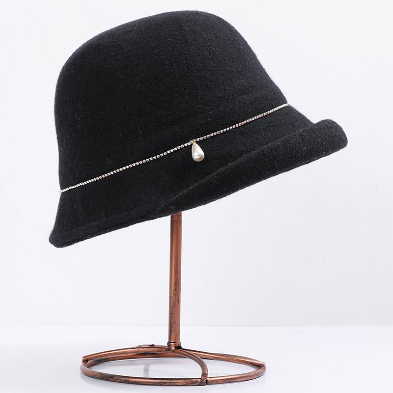 High-end New Wool Hat Women's Autumn and Winter Fashion Curling Top Hat Temperament Celebrity Bucket Hat Elegant Basin Hat