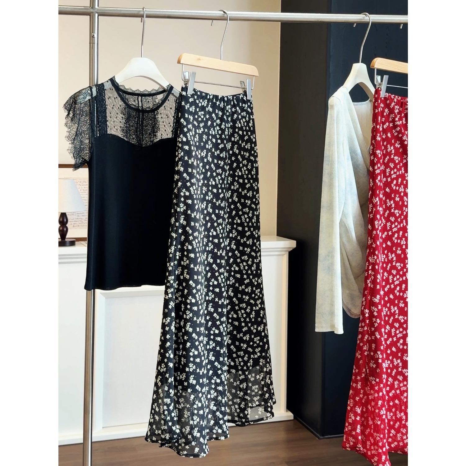 Women s High Waist A-Line Floral Print Midi Skirt Casual Flowy Fish Maxi Skirt M