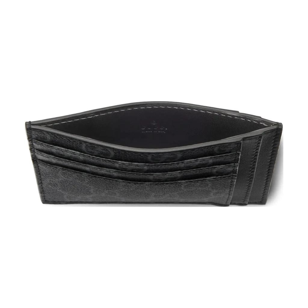 Gucci GG Monogram Canvas Card Holder Wallet In Black For Unisex Daily Use