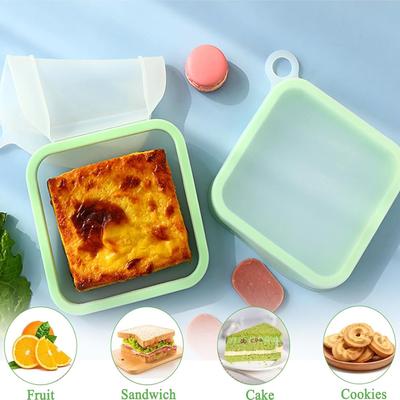 Silikonový sendvičový toastový bento box s uchem Přenosný sendvičový úložný box Potravinový kontejner Krabička na svačinu Obědový box Sendvičový kontejner
