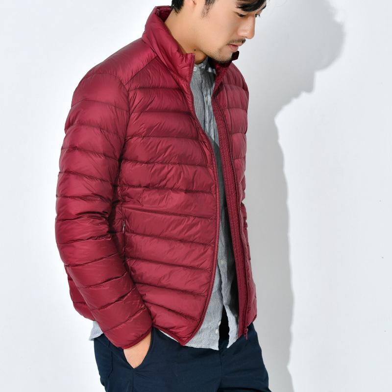 Trendy Lightweight Down Coat Men's Stand Collar Slimming Smooth Jacket Youth Men Casual Scene
